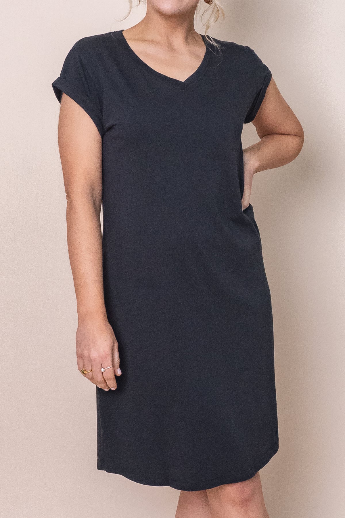 Manly Vee Dress in Black - Foxwood