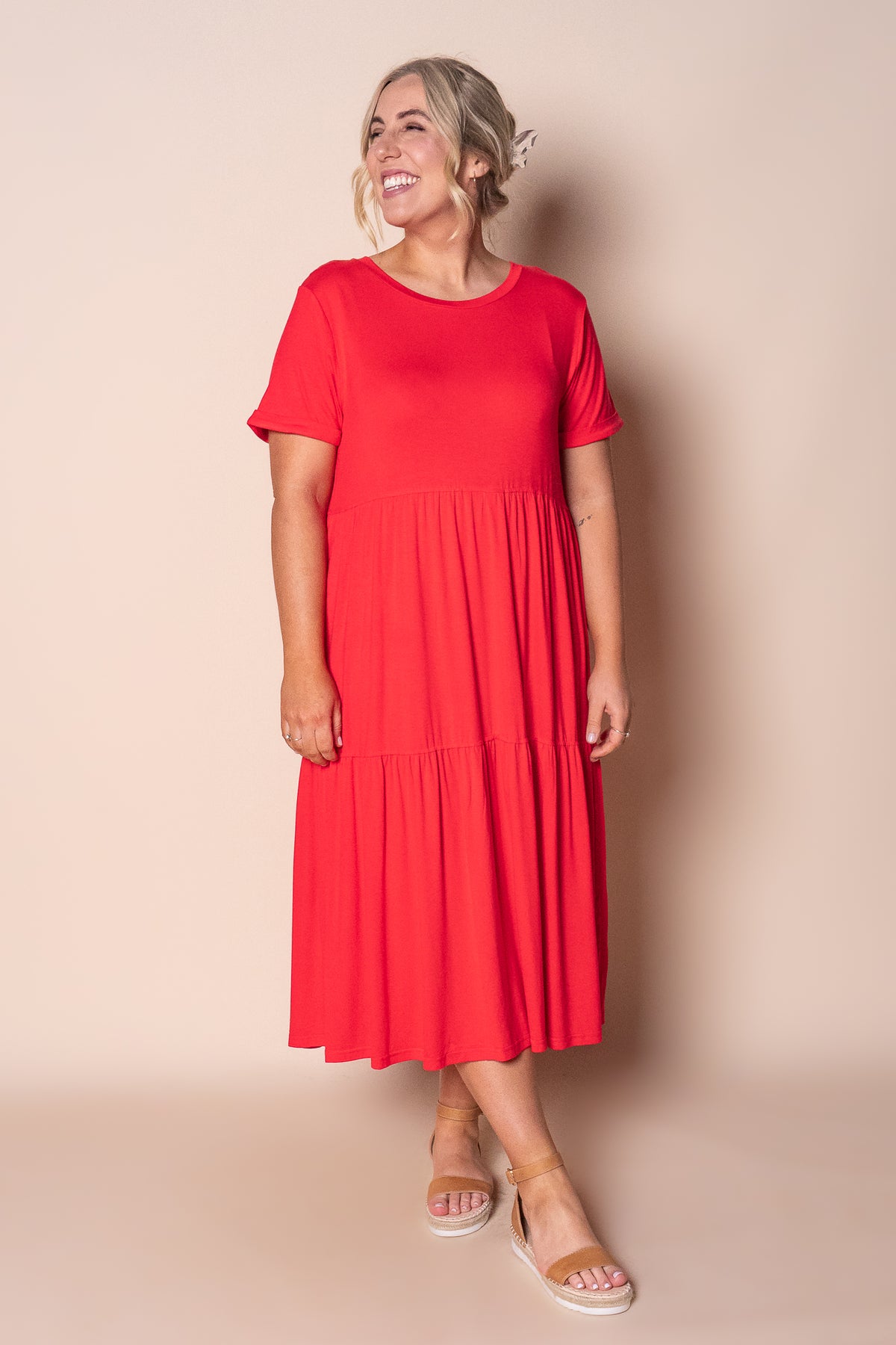 Pauline Midi Dress in Red