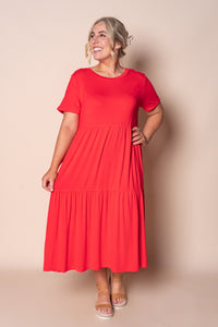 Pauline Midi Dress in Red