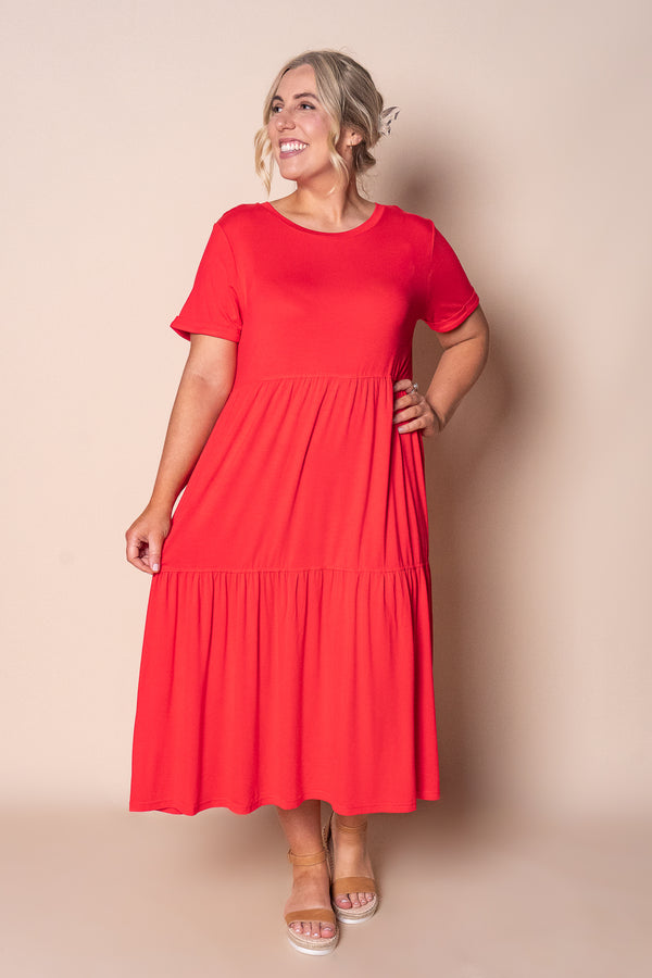 Pauline Midi Dress in Red