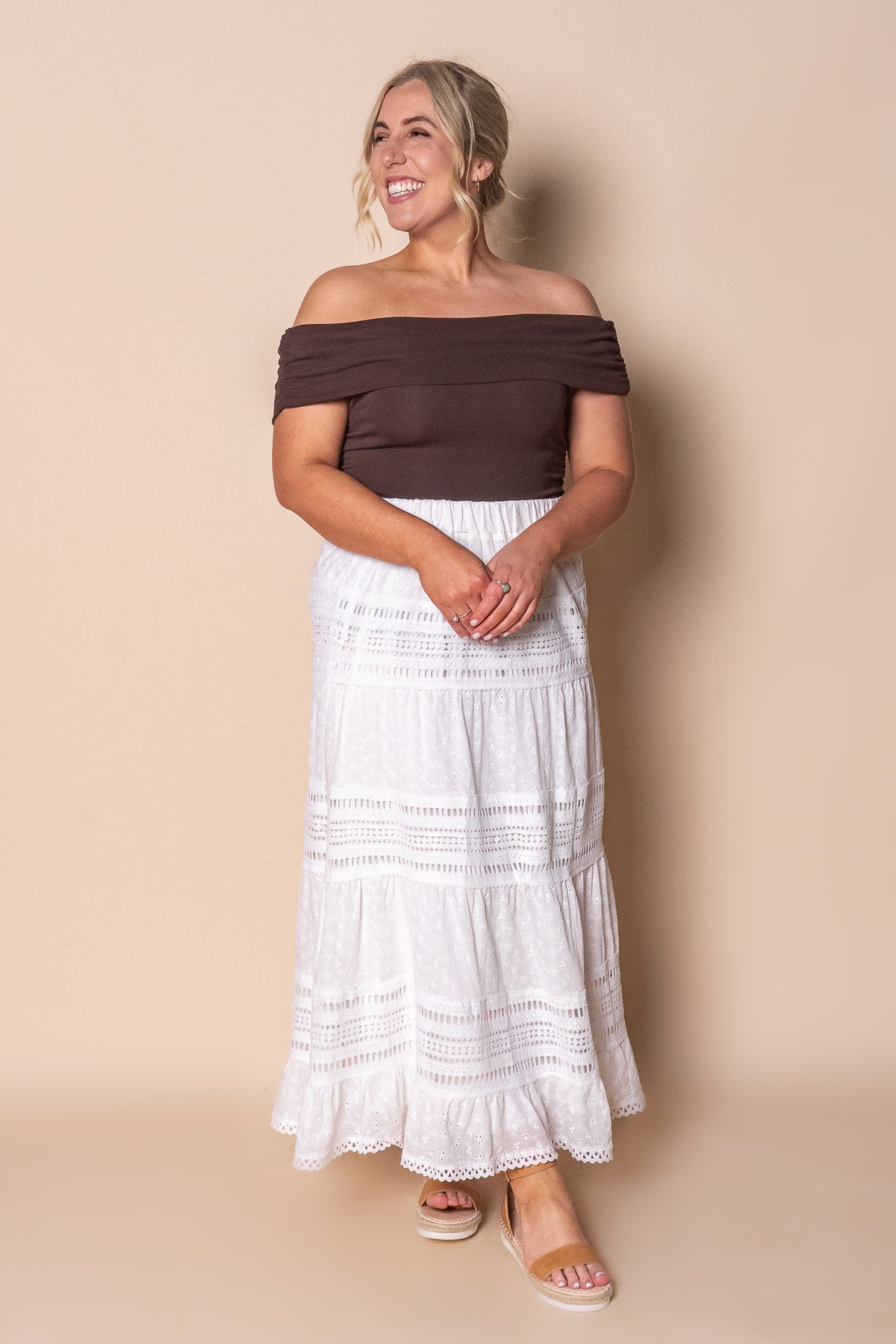 Skye Lace Maxi Skirt in White