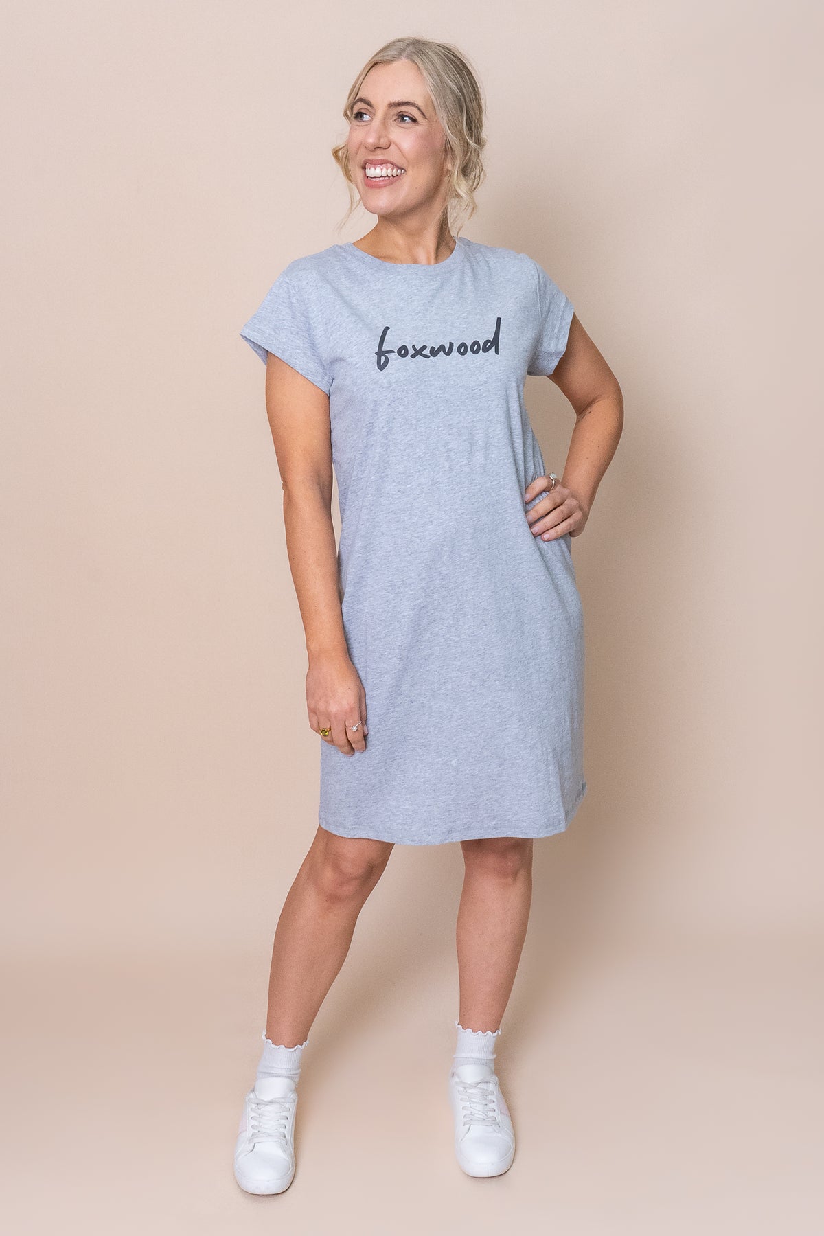 Signature Tee Dress in Grey Marle - Foxwood