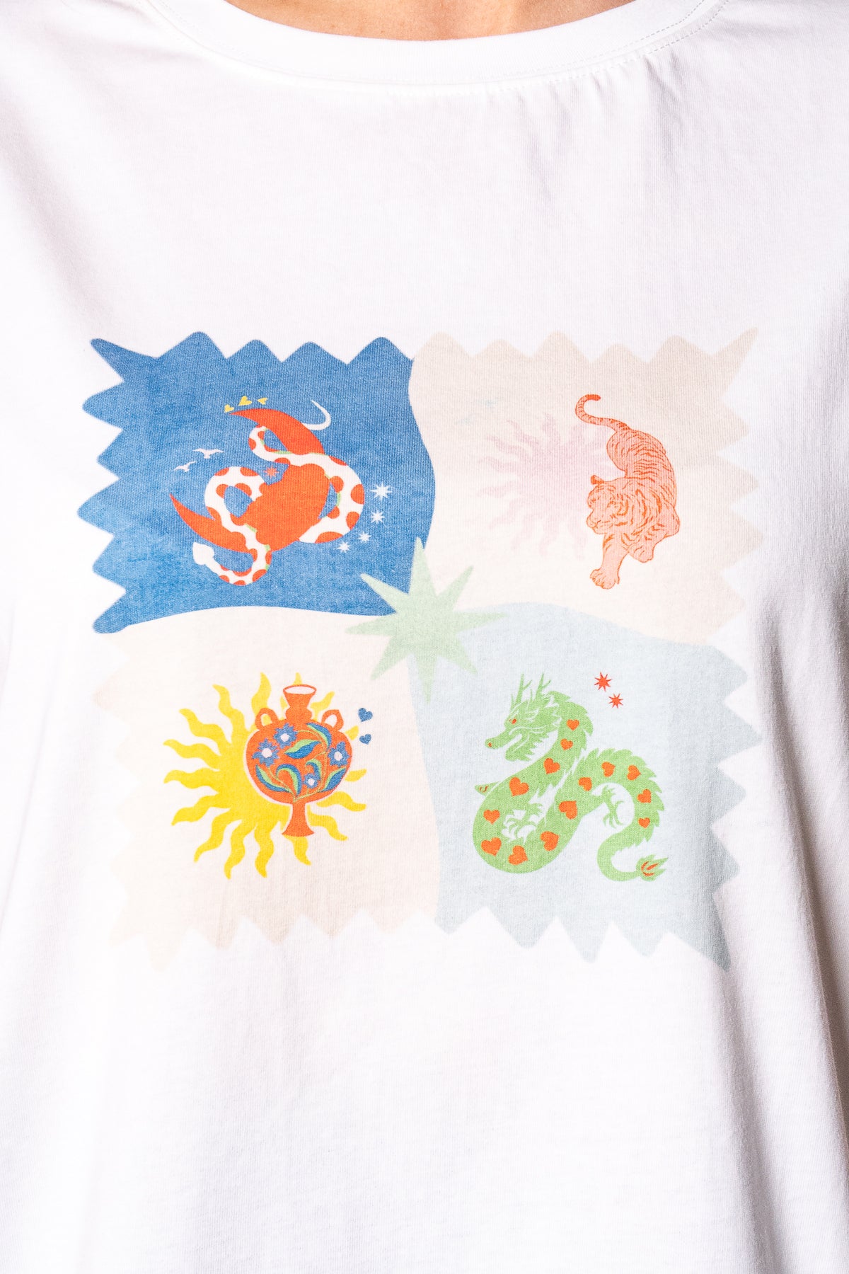 Tanya Animal Tee in Vintage White