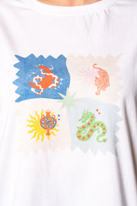 Tanya Animal Tee in Vintage White
