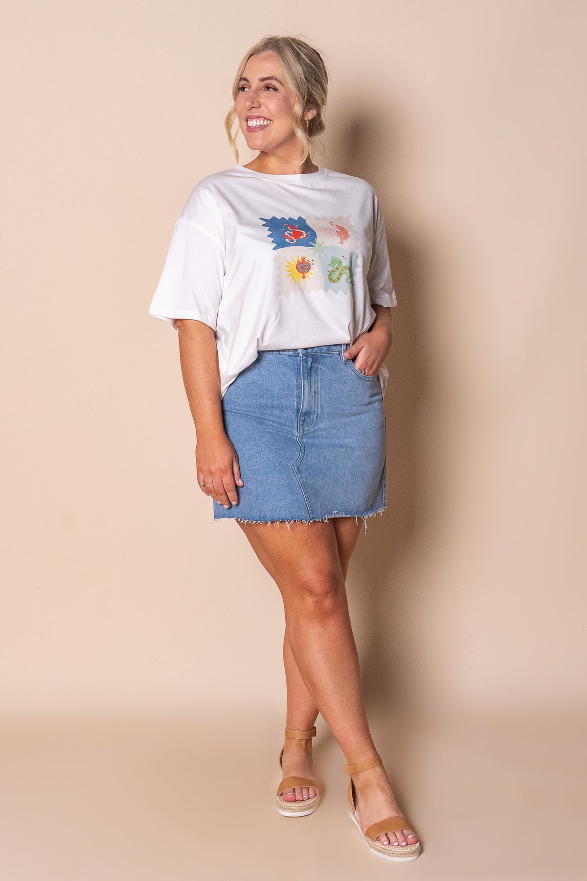 Tanya Animal Tee in Vintage White