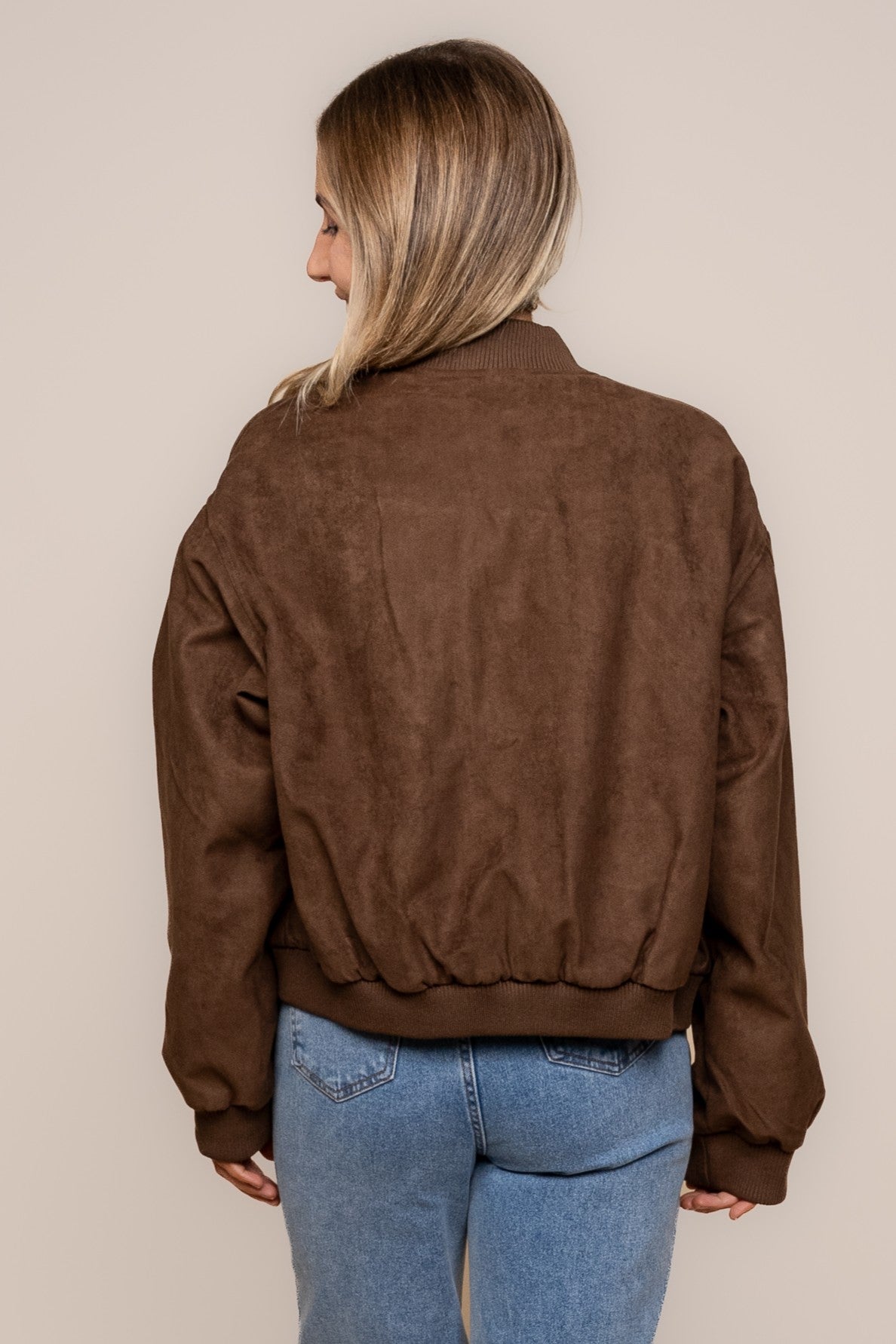 Evie Suede Bomber in Chocolate - Foxwood