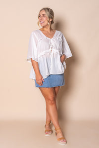 Henna Ruffle Top in White