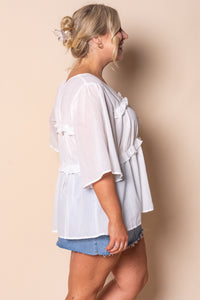 Henna Ruffle Top in White