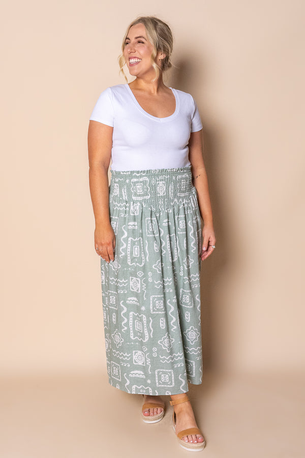 Lucia Maxi Skirt in Sage - All About Eve