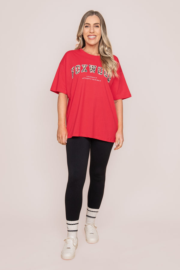 Interval Leopard Tee in Raspberry/Leopard - Foxwood