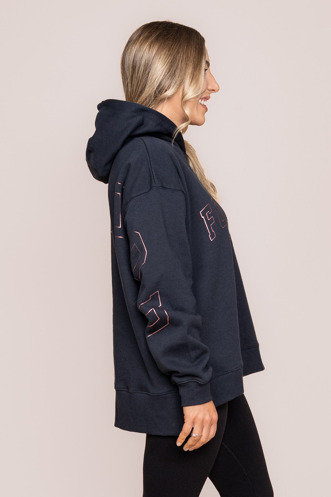 Metallic Interval Hoodie in Navy/Rose Gold - Foxwood