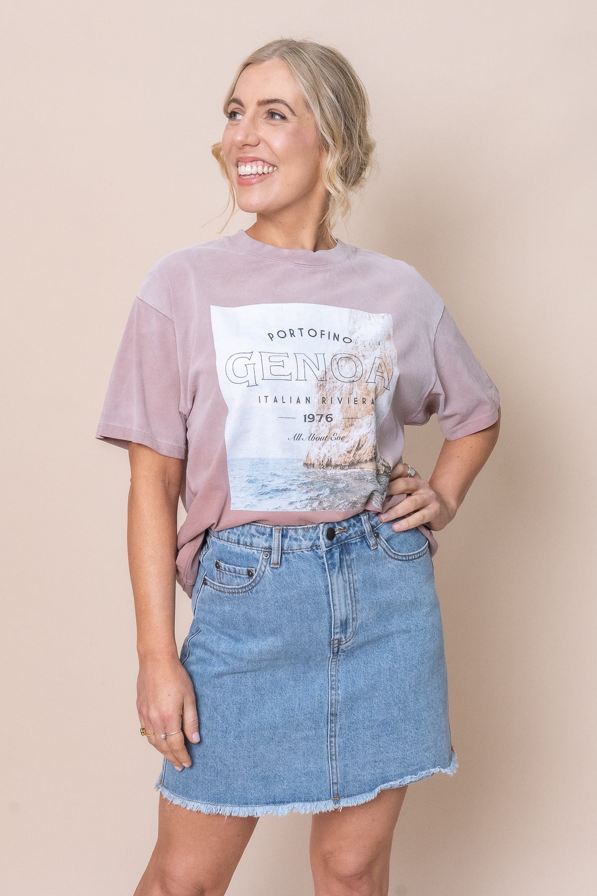 Genoa O/S Tee in Fawn - All About Eve