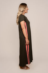 Recovery Dress in Dark Khaki and Coral - Foxwood