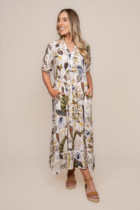 Felicity Floral Midi Dress in White