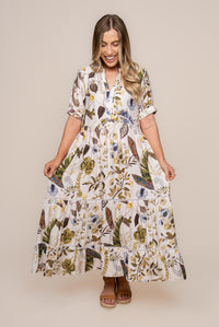 Felicity Floral Midi Dress in White
