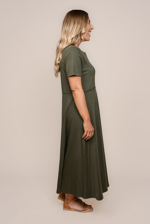 Eva Midi Dress in Khaki - Foxwood