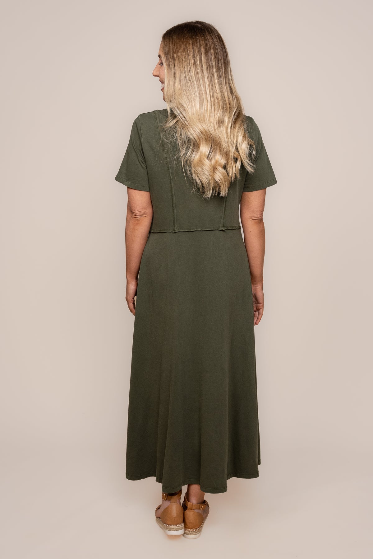 Eva Midi Dress in Khaki - Foxwood