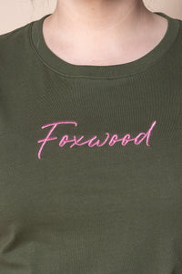 Signature Contrast Tee in Olive - Foxwood