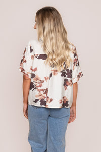 Binny S/S Floral Top in White