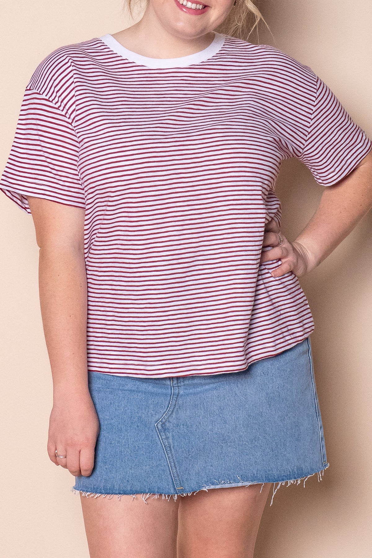Hutch Stripe Tee in Russet - Foxwood