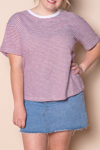Hutch Stripe Tee in Russet - Foxwood