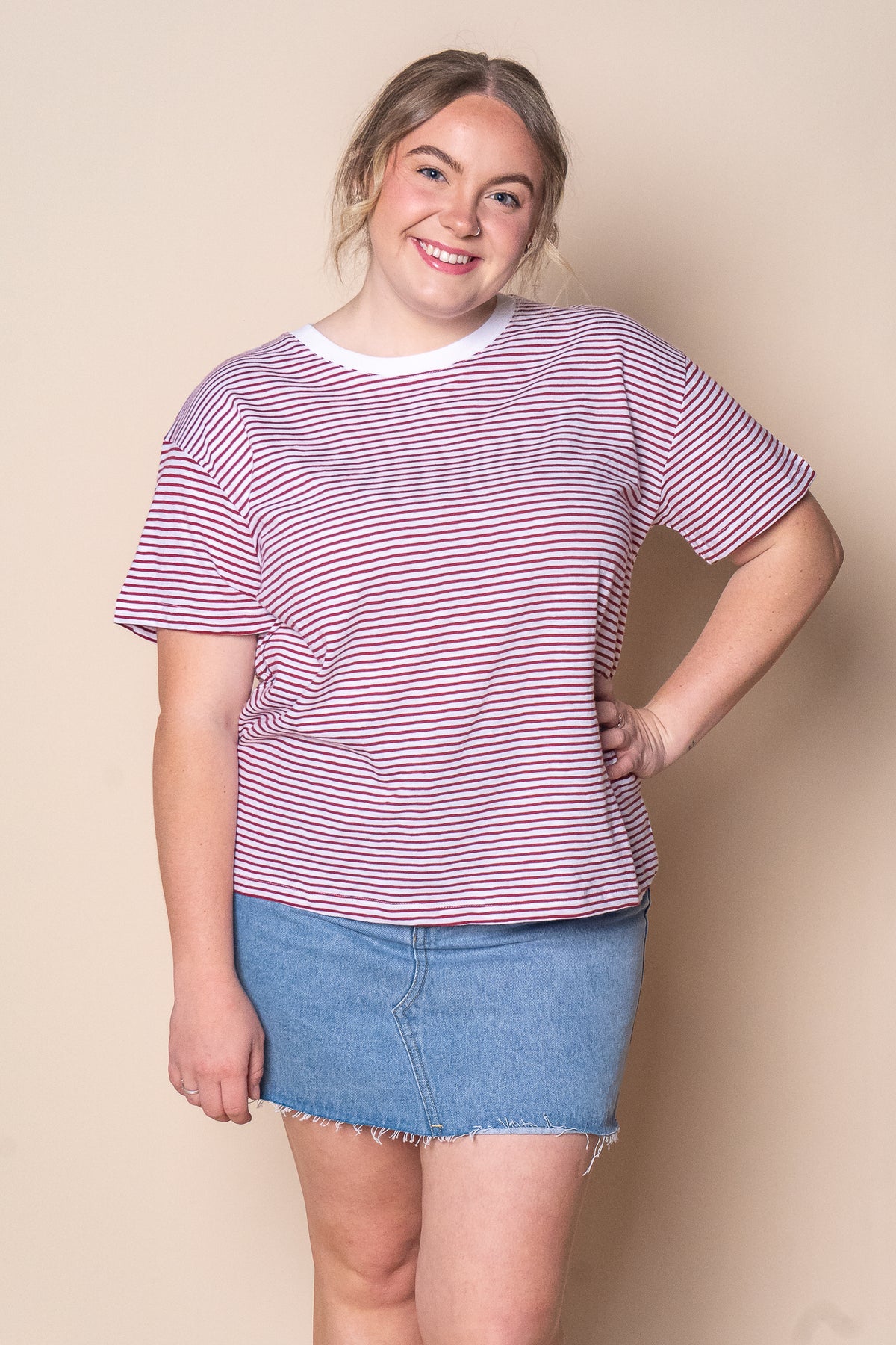 Hutch Stripe Tee in Russet - Foxwood