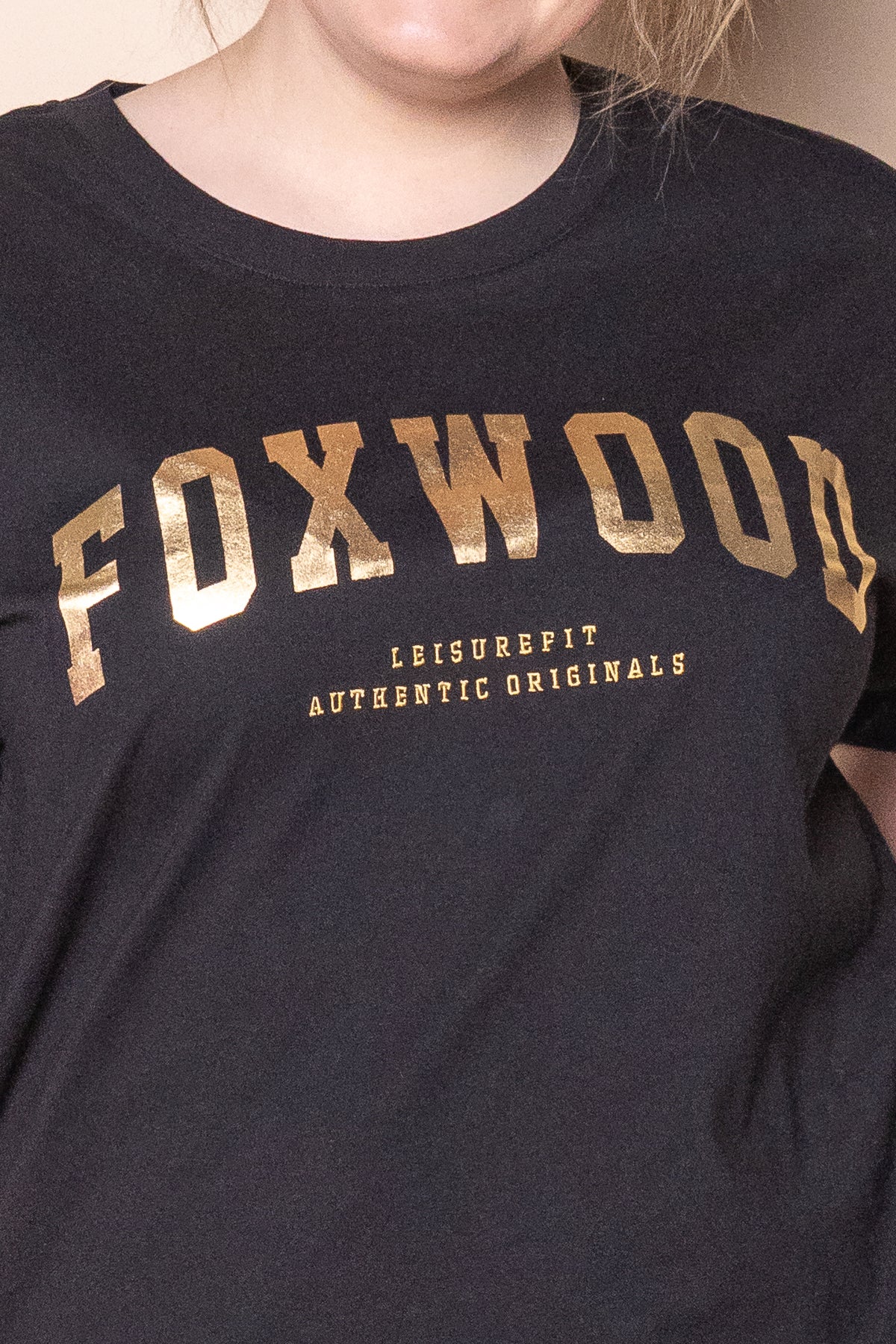 Metallic Interval Tee in Black/Gold - Foxwood
