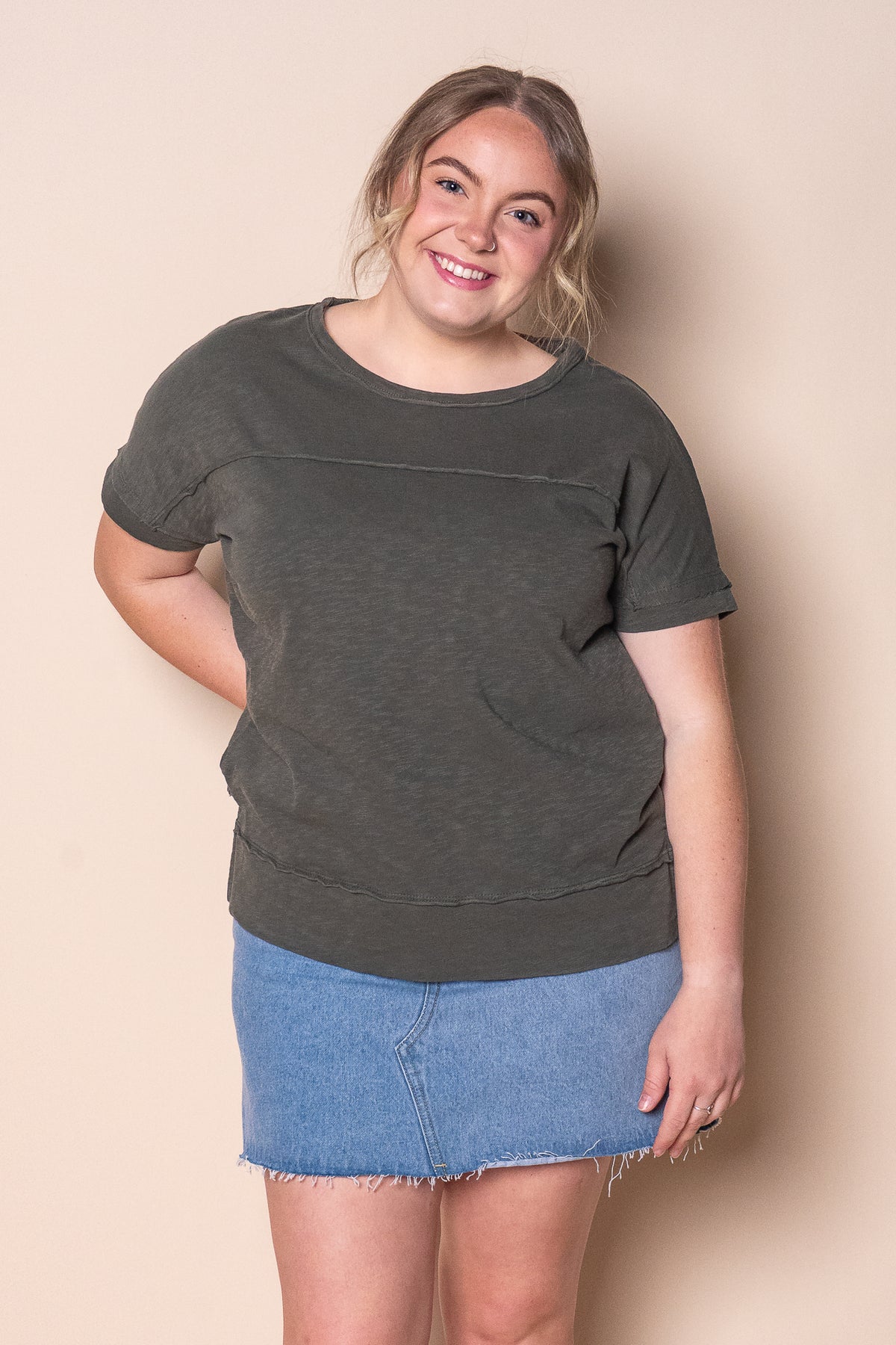 Allison Tee in Khaki - Foxwood