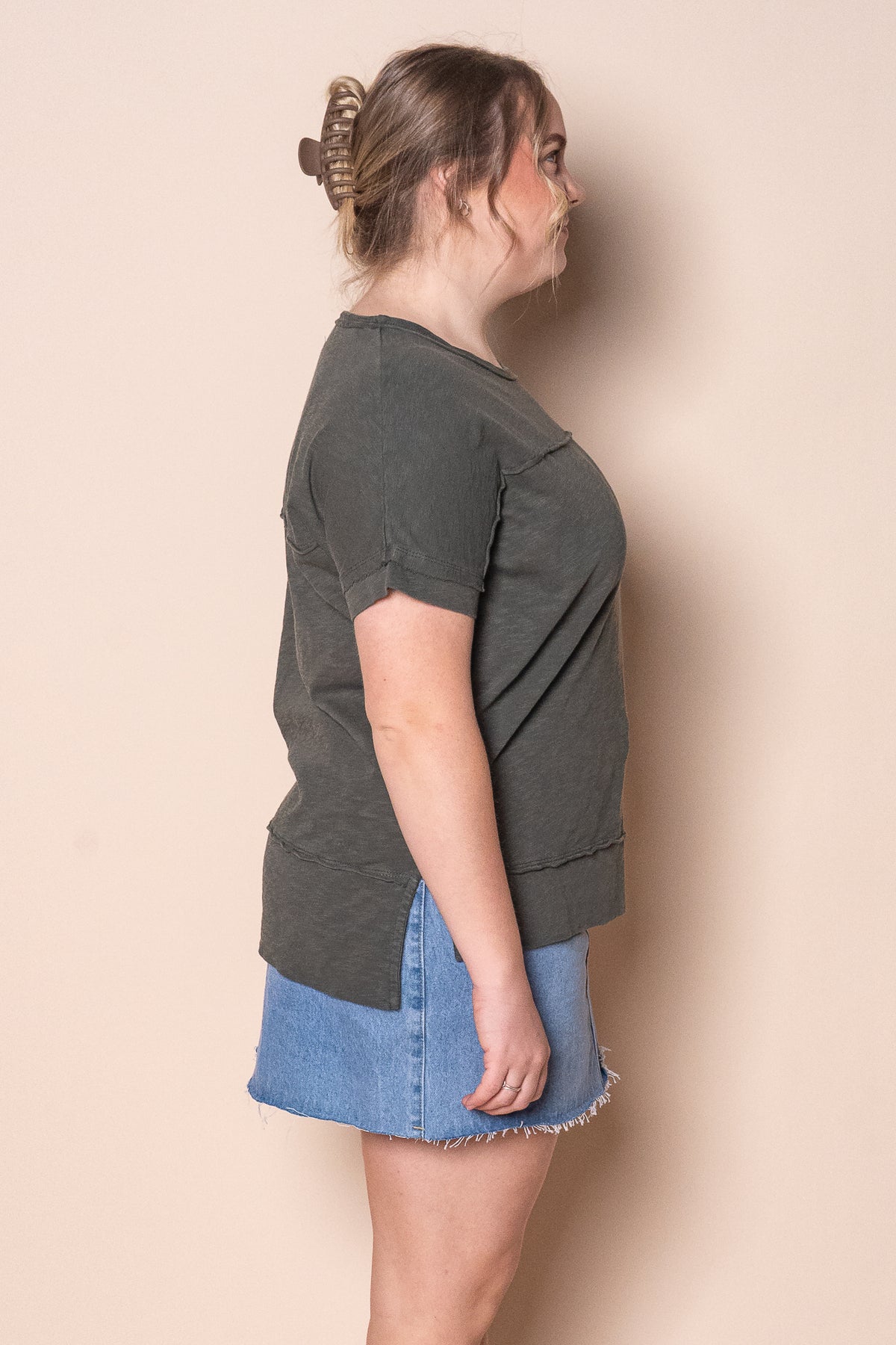 Allison Tee in Khaki - Foxwood