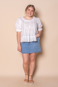 Francesco Embroidered Lace Top in White