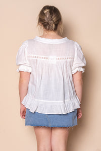 Francesco Embroidered Lace Top in White
