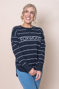 Classic Stripe Simplified Crew in Navy & White Stripe - Foxwood