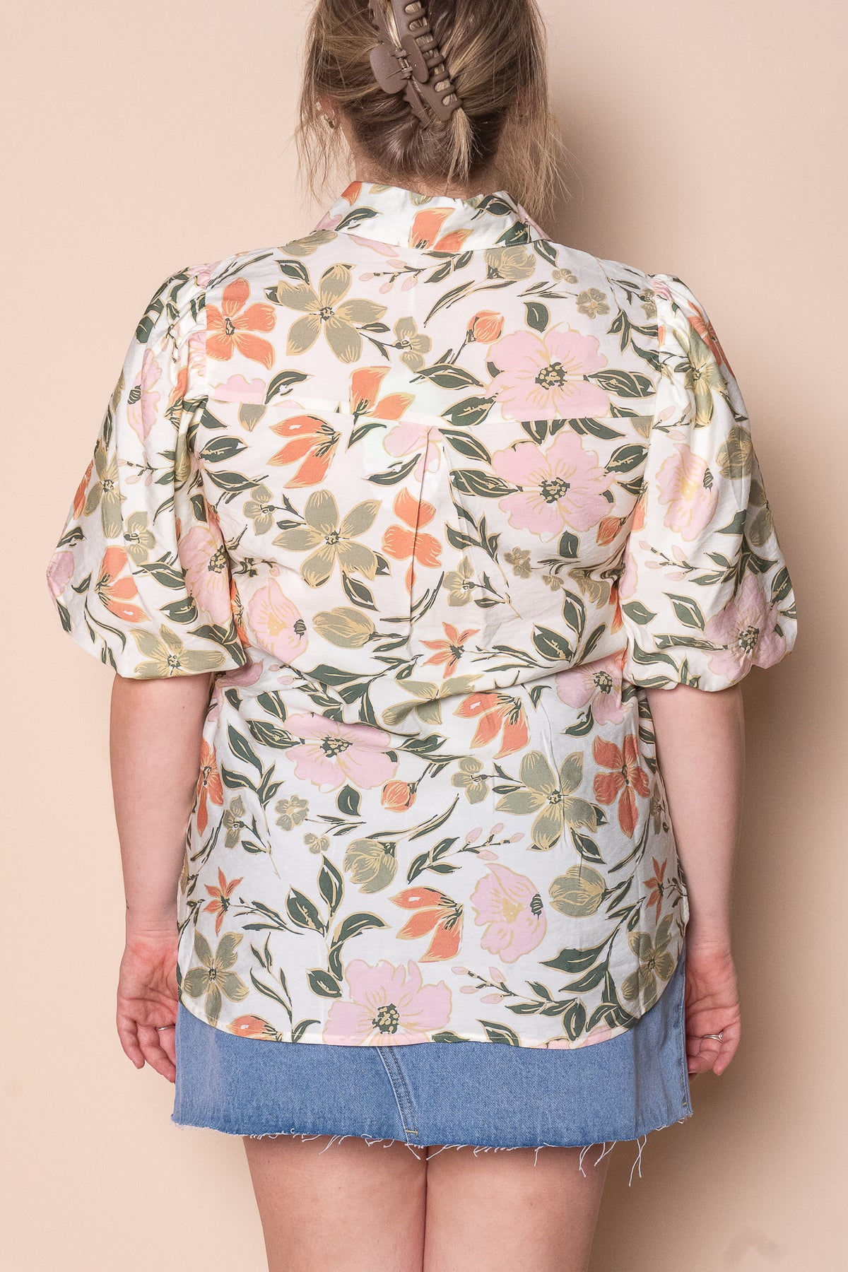 Zofia Floral Top in Ivory