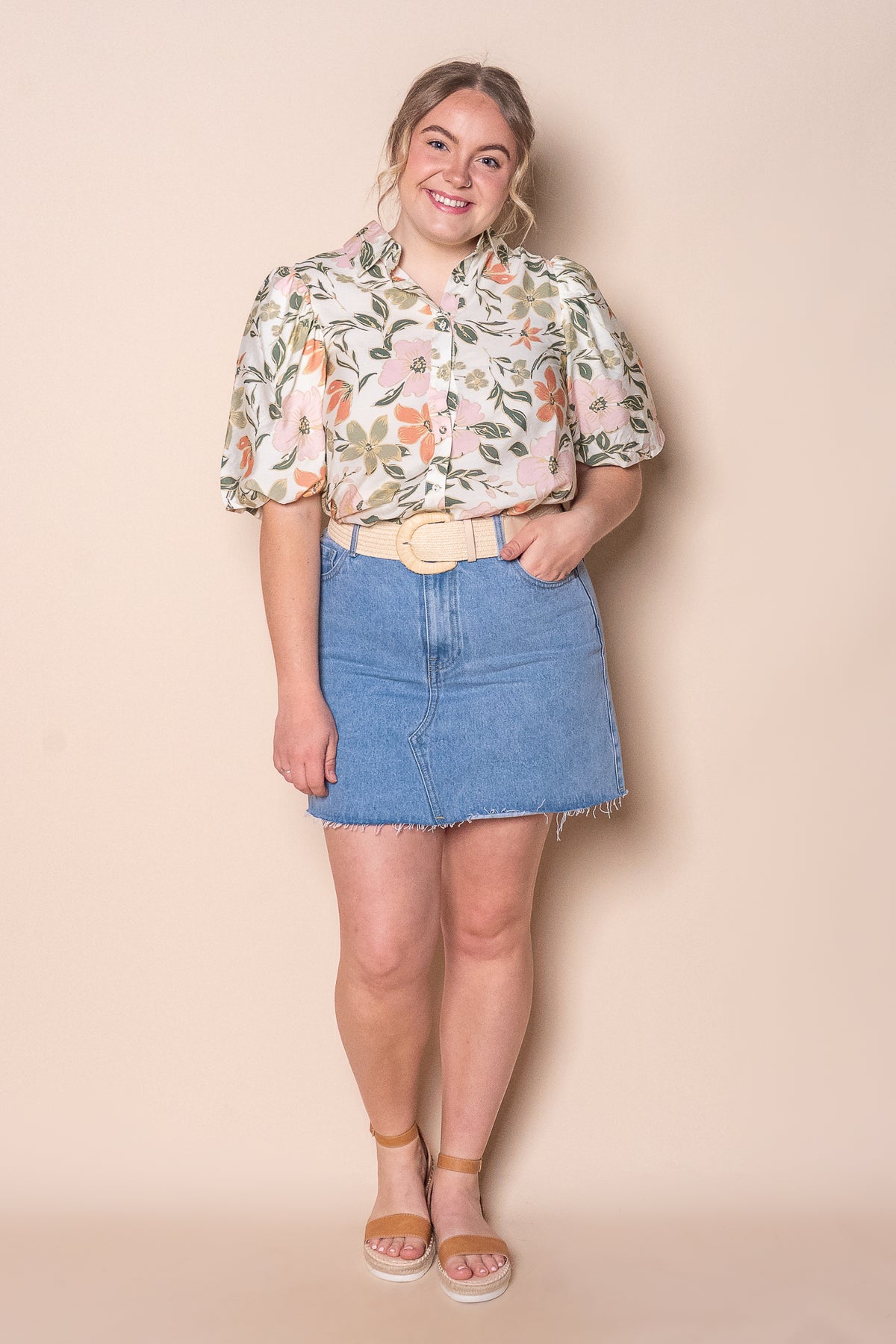 Zofia Floral Top in Ivory