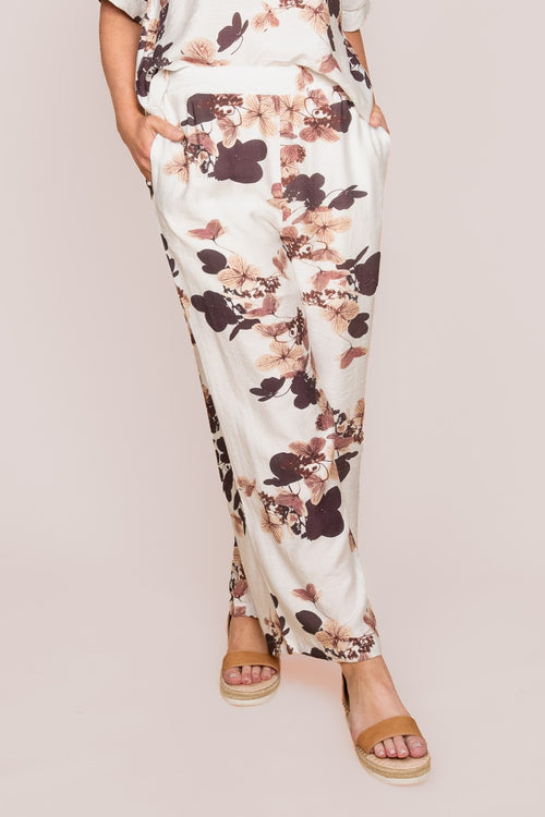 Zelda Floral Pants in White