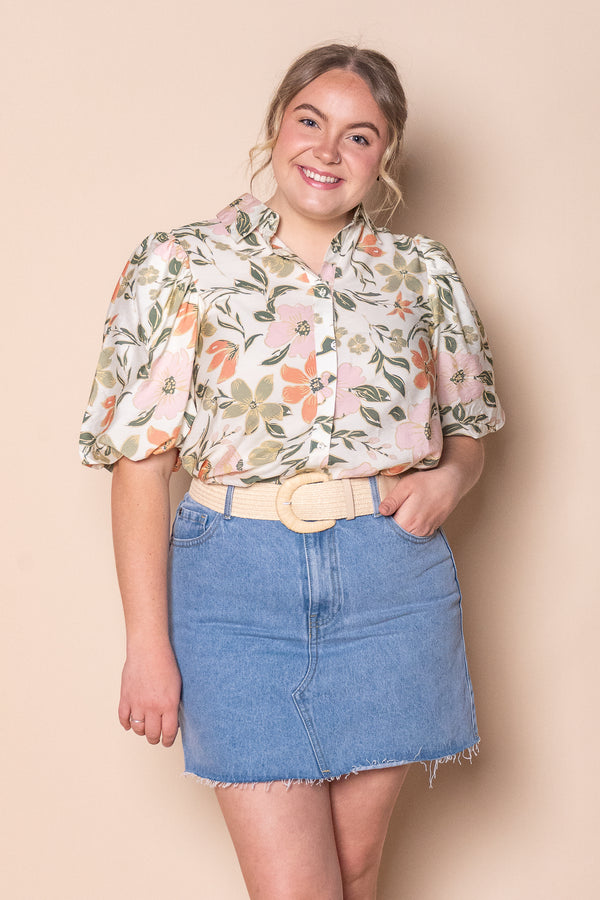 Zofia Floral Top in Ivory