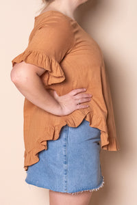 Billy Ruffle Top in Tan