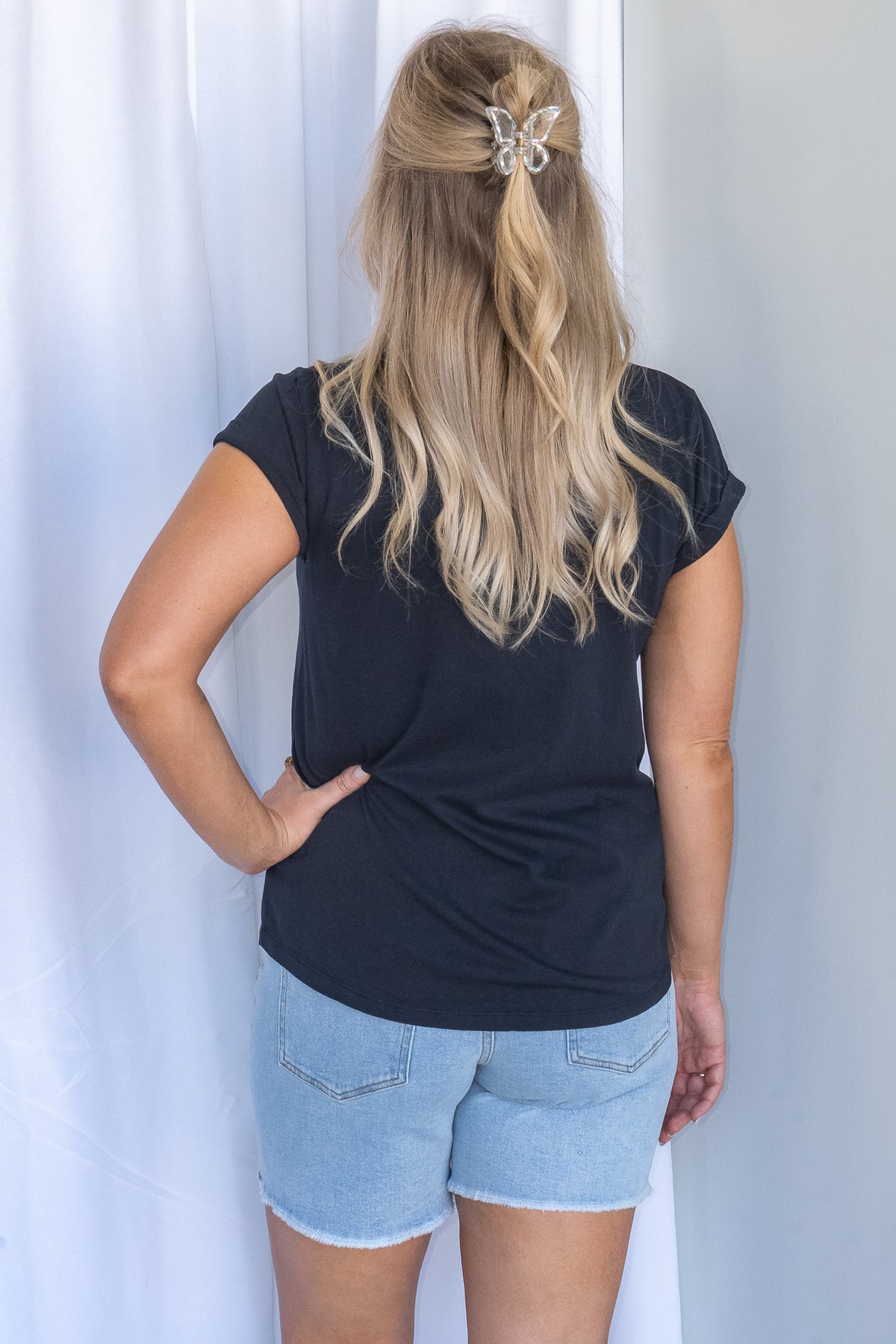 Vintage Butterfly Tee in Washed Black - Foxwood