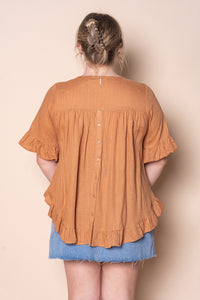 Billy Ruffle Top in Tan