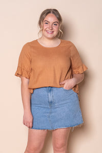 Billy Ruffle Top in Tan