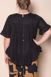 Billy Ruffle Top in Black