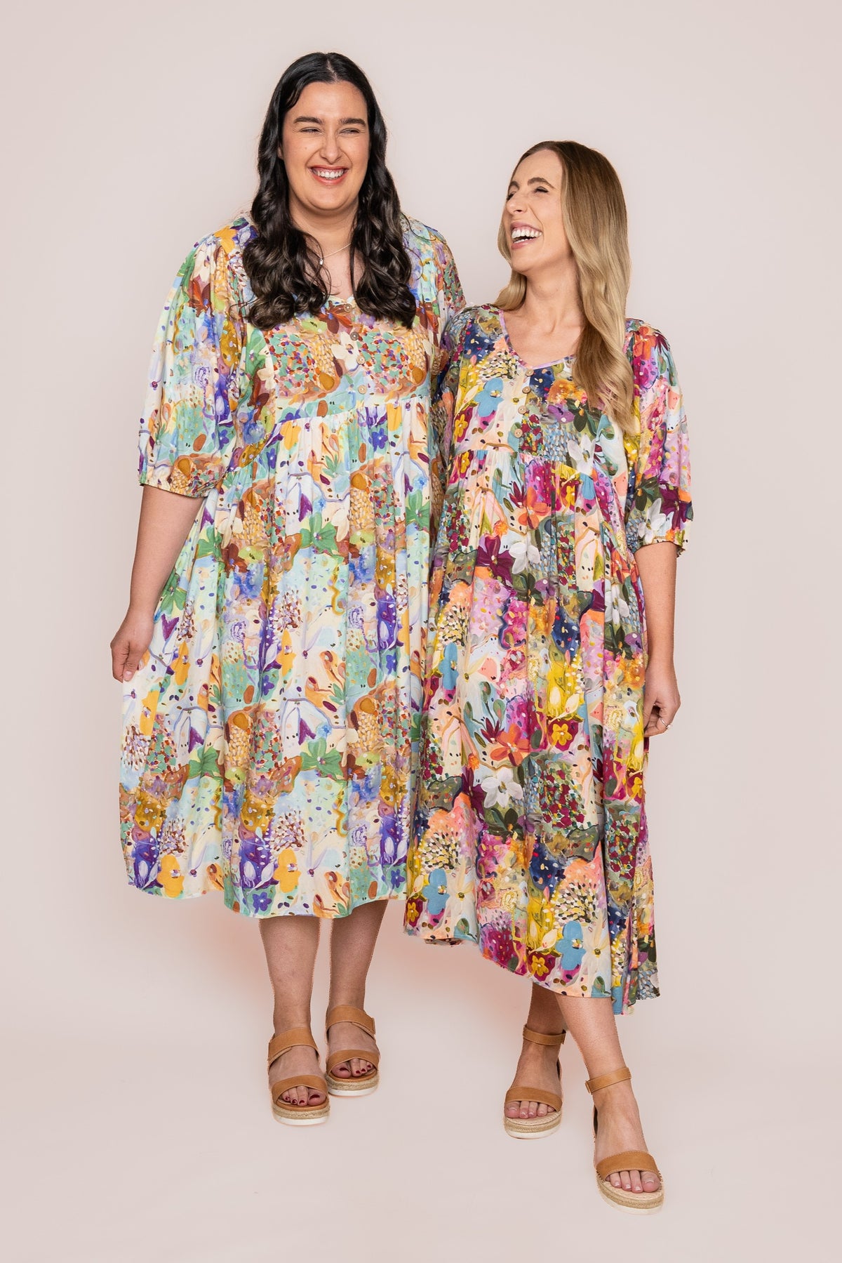 Zandra Midi Dress in Pink Multi