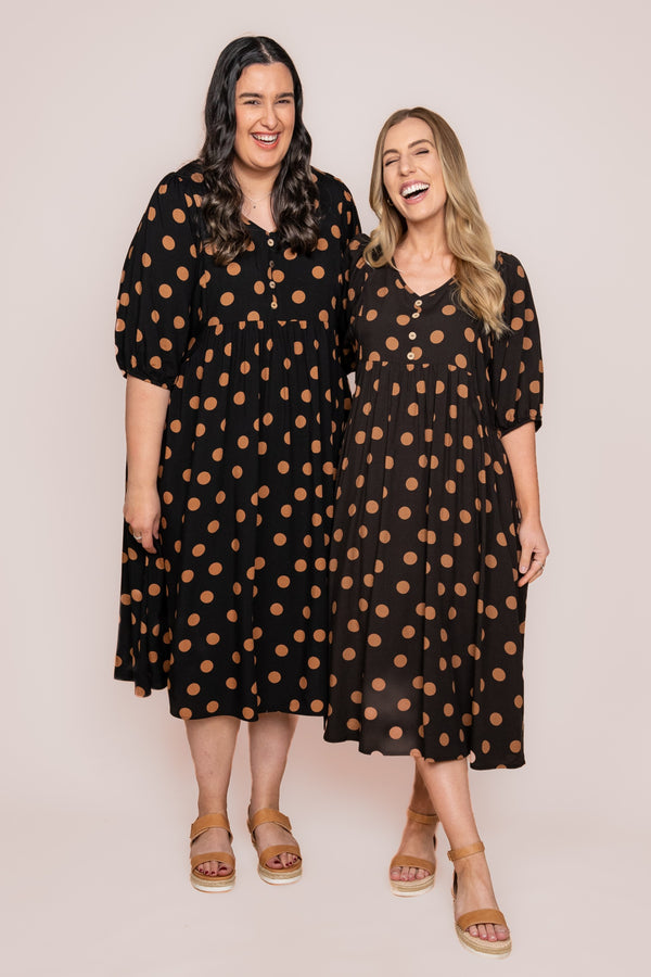 Daphine Midi Dress in Black