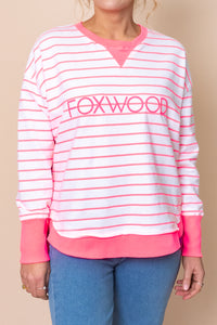 Simplified Stripe Crew in Neon Pink - Foxwood