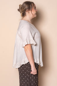 Billy Ruffle Top in Sand