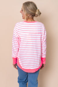 Simplified Stripe Crew in Neon Pink - Foxwood