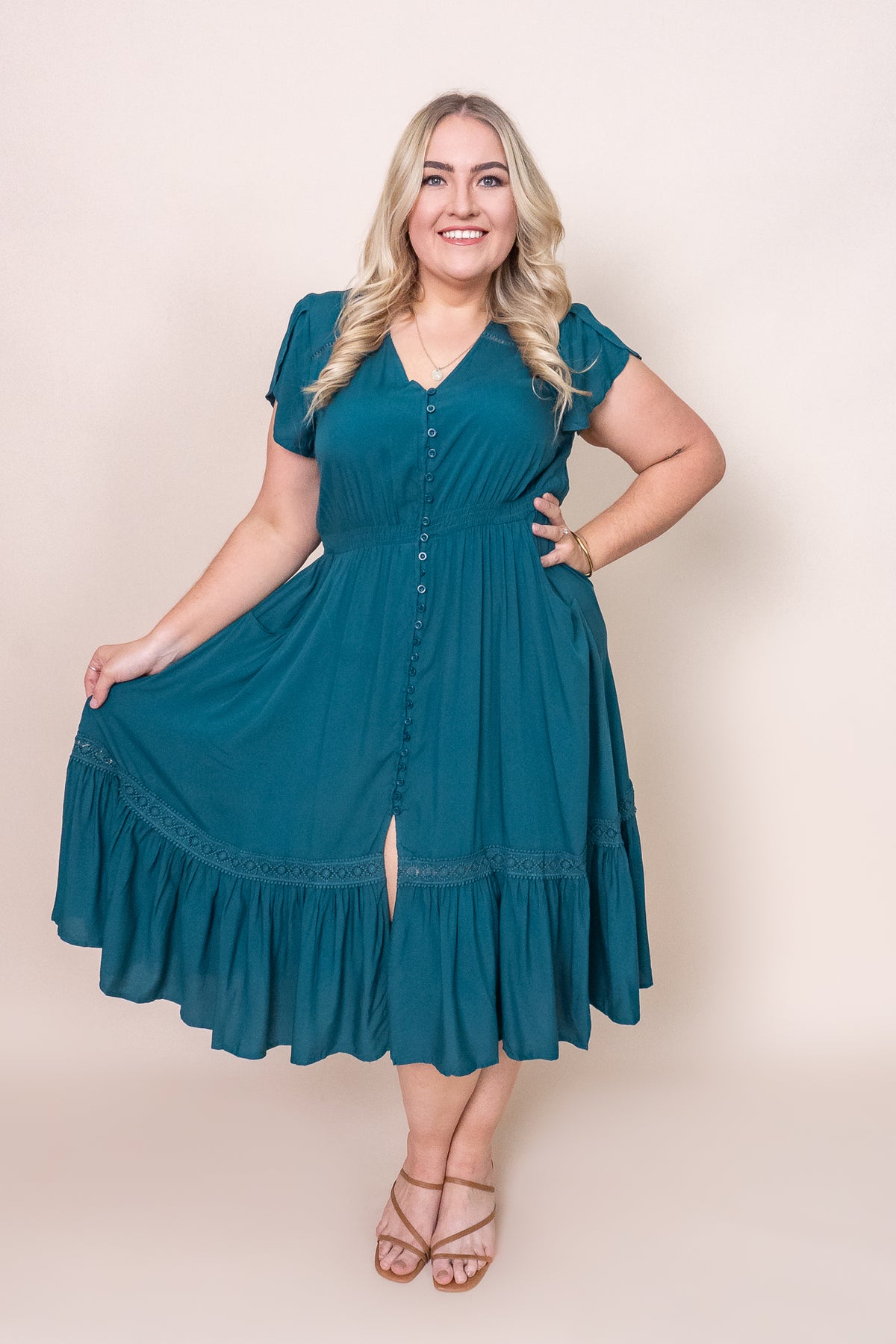 Genie Dress in Dark Jade