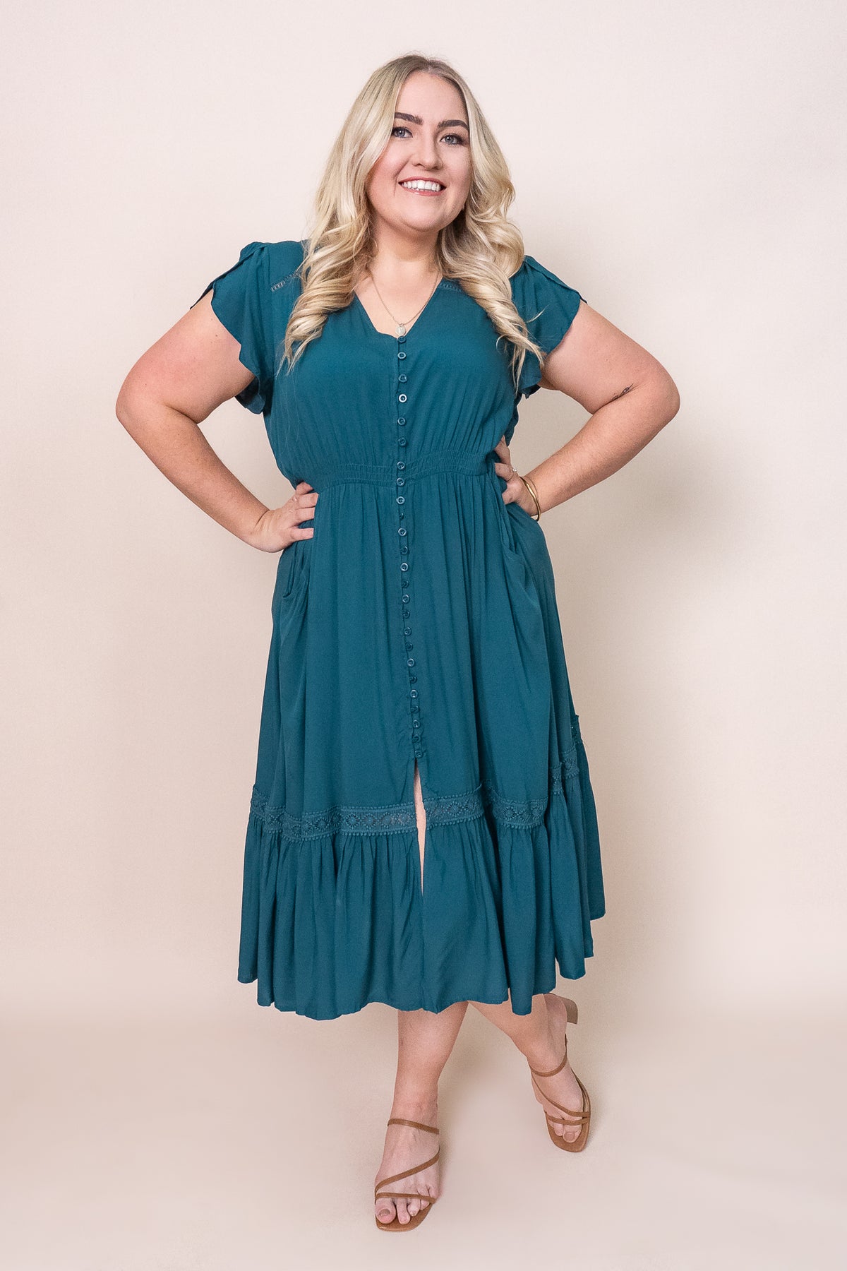 Genie Dress in Dark Jade