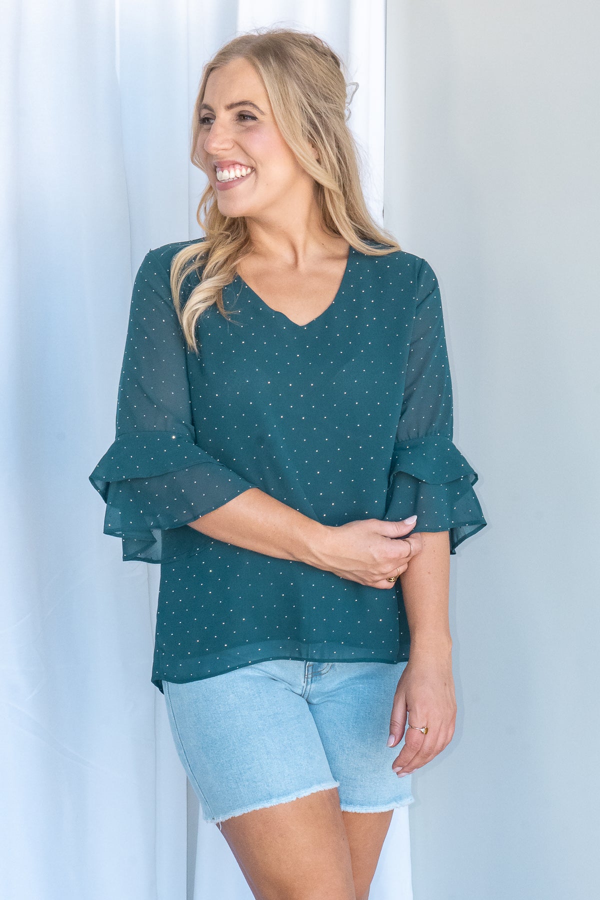 Ottoline Top in Dark Emerald