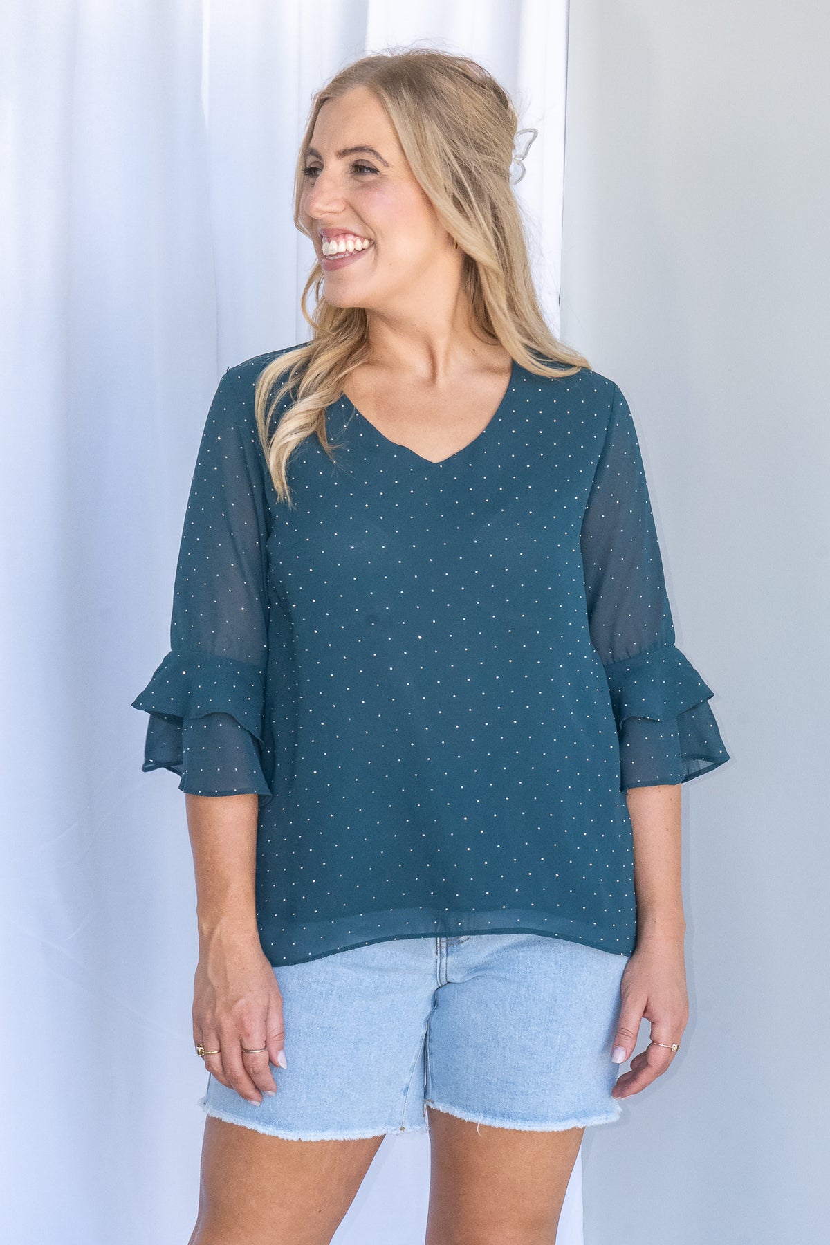 Ottoline Top in Dark Emerald